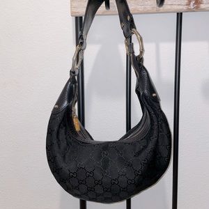 Vintage GUCCI GG Web Monogram Half Moon Bag